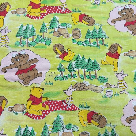 Vintage Curtains Winnie the Pooh Piglet Heffalump Set of 2 Drapes Fabric Yellow - Picture 3 of 6